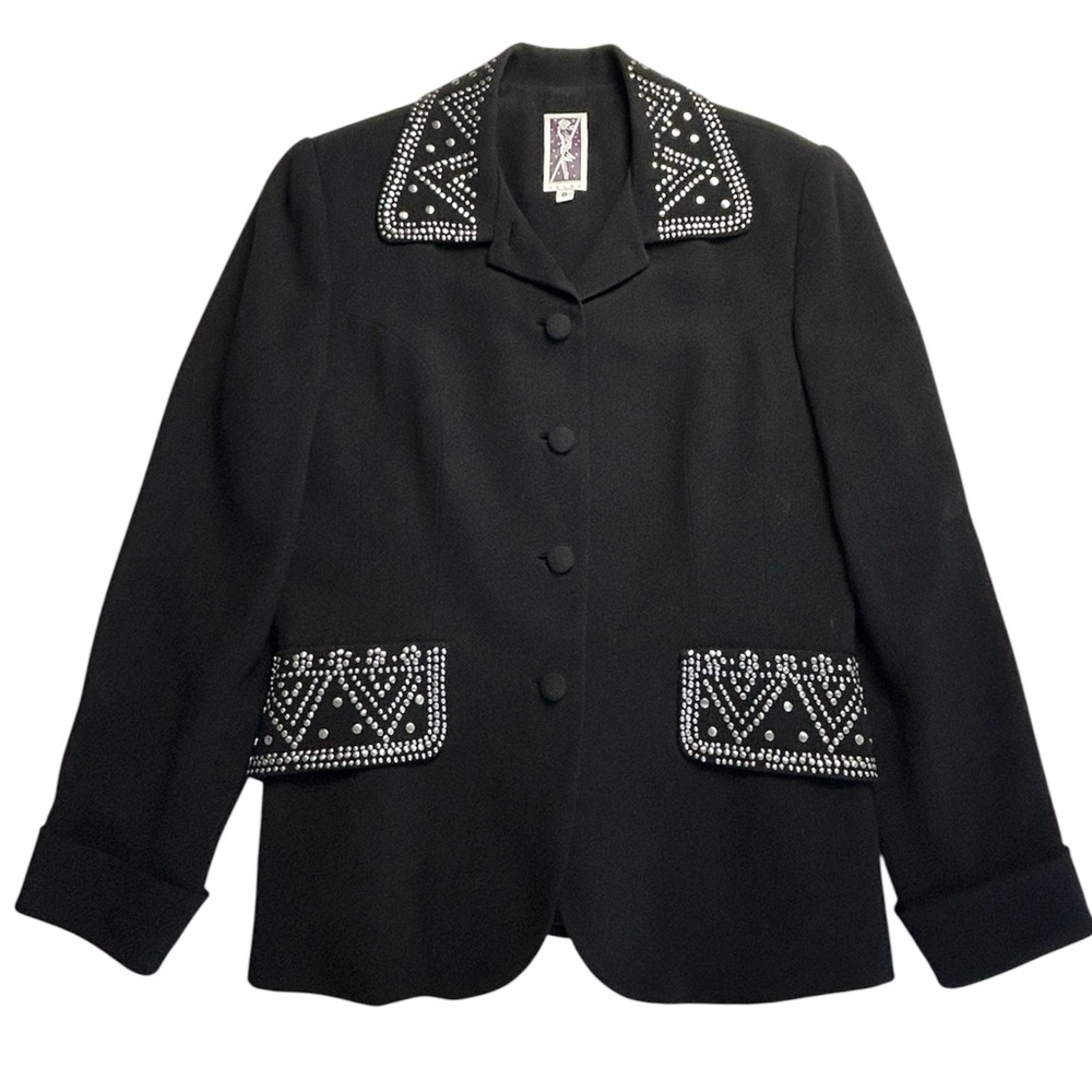 Vintage Zelda Black Embellished Blazer, Size 8